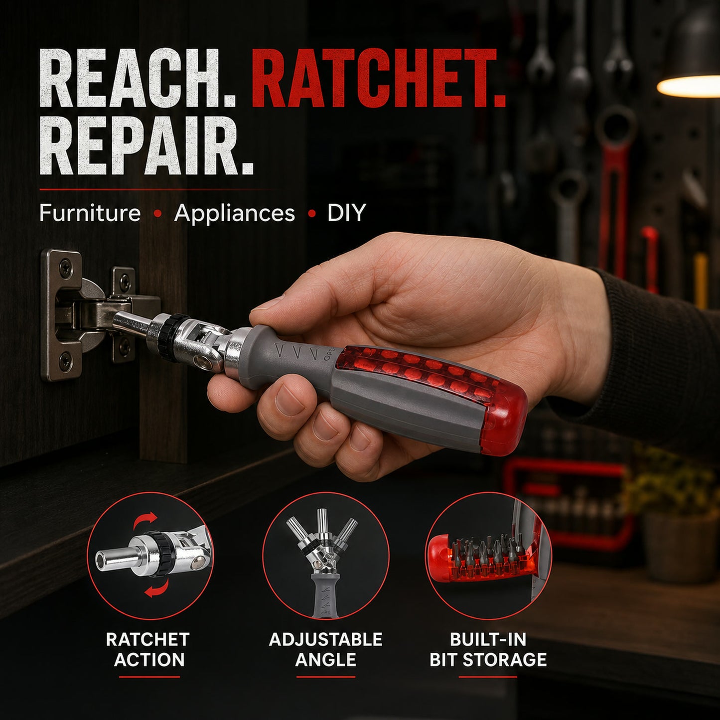 Ratchet Screwdriver Set – Adjustable Angle & 20 Bits | BoltForce