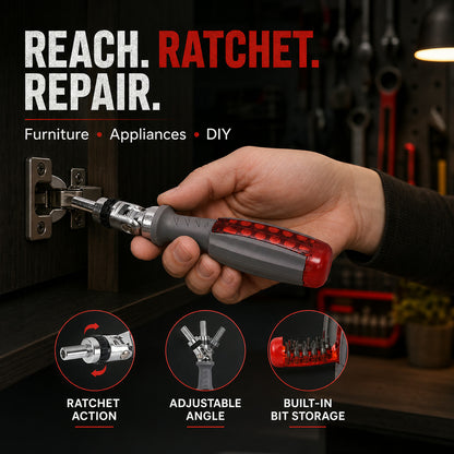 Ratchet Screwdriver Set – Adjustable Angle & 20 Bits | BoltForce