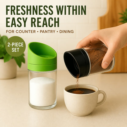 Kitchen Storage Jars – Airtight 2-Piece Slant-Lid Set