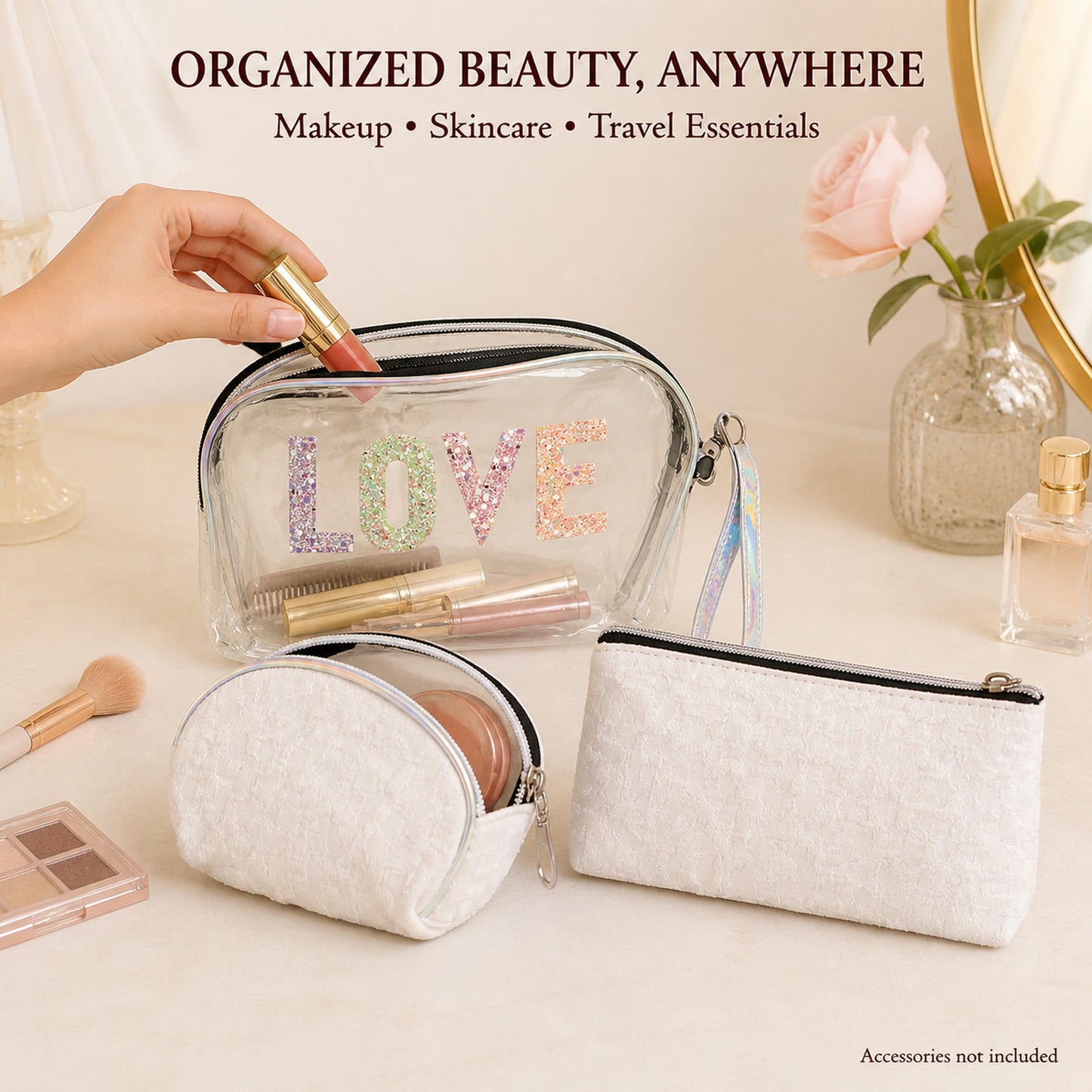 3-in-1 Makeup Bag Set – Compact & Stylish Travel Organizer