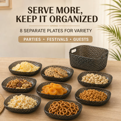 9 in 1 Snack Serving Plates – Multipurpose Organizer for Parties