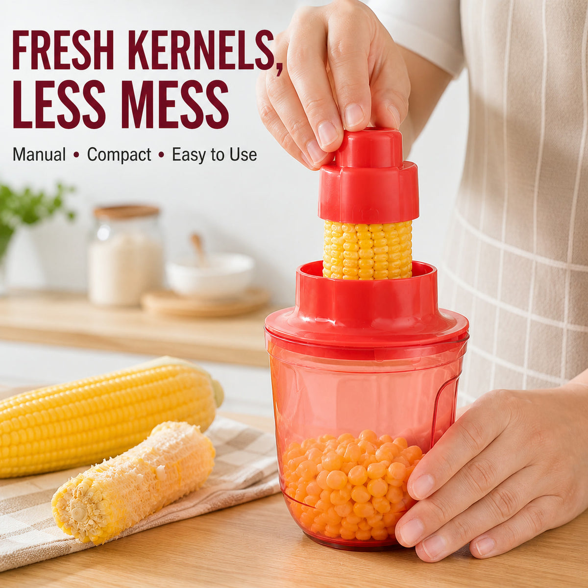 Supermom Corn Cutter with Steel Blades for Easy Kernel Removal