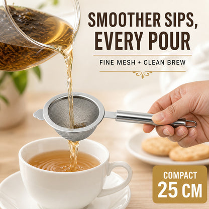Stainless Steel Tea Strainer – Double Mesh for Smooth Brewing