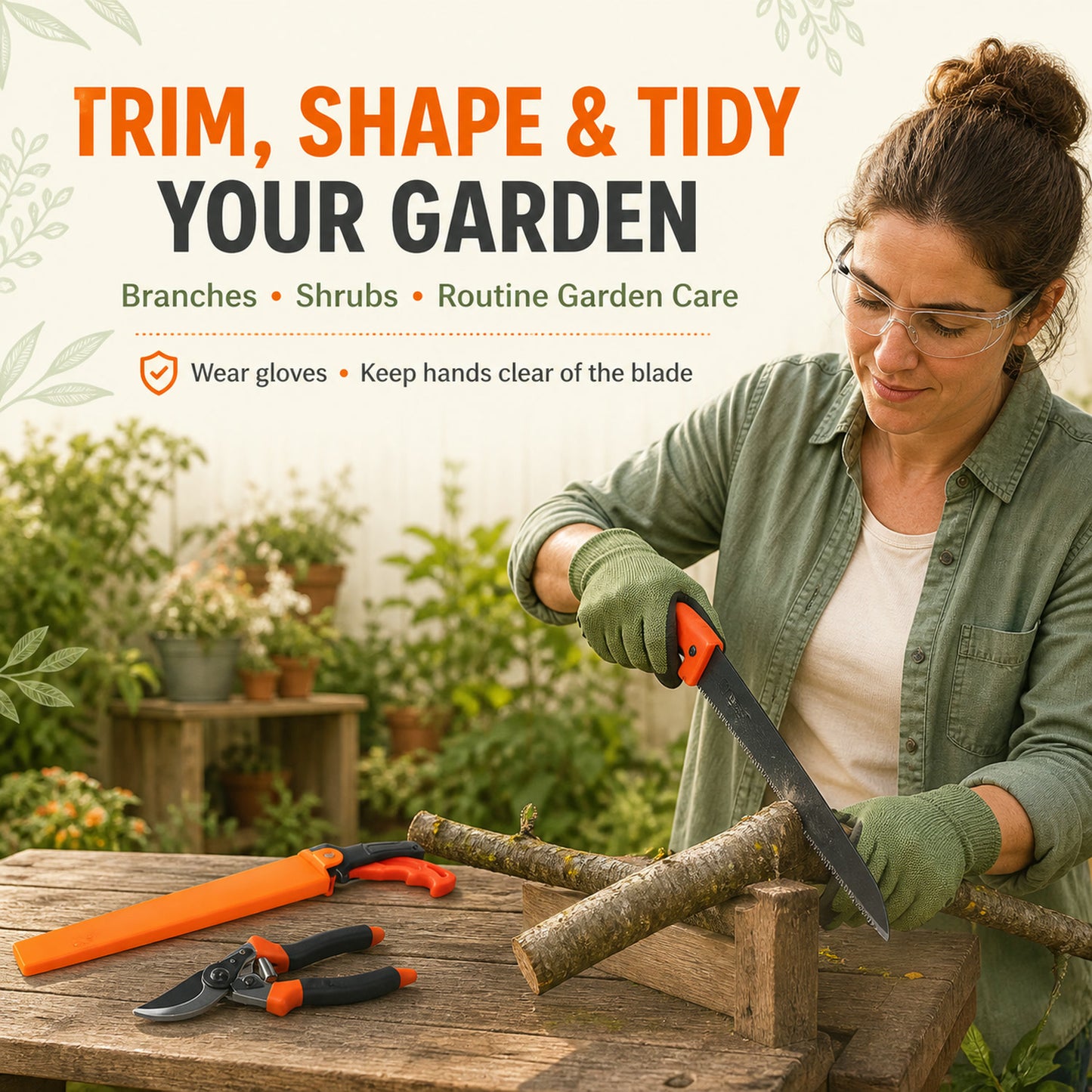 Garden Pruning Tool Combo – Heavy Duty Saw & Sharp Shears