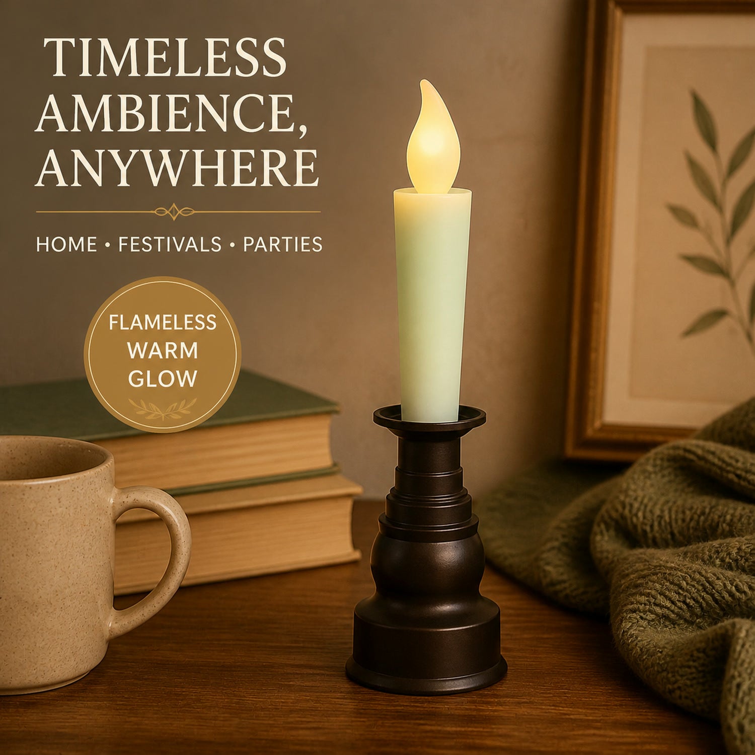 LED Flameless Candle with Holder – Elegant Flickering Light