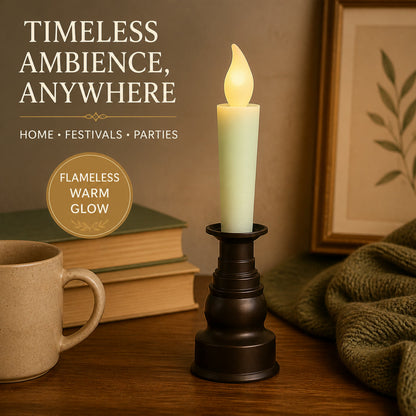 LED Flameless Candle with Holder – Elegant Flickering Light