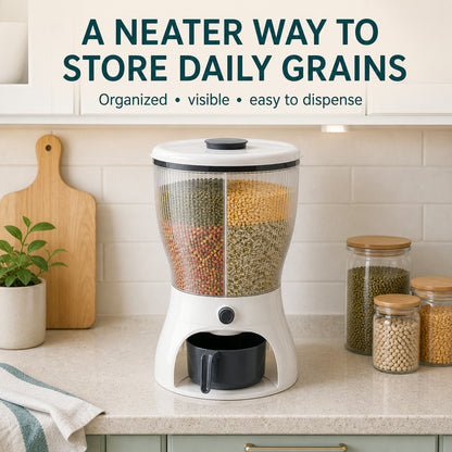 Rice Dispenser – 10L 4-in-1 Grain Storage | Tidy Table