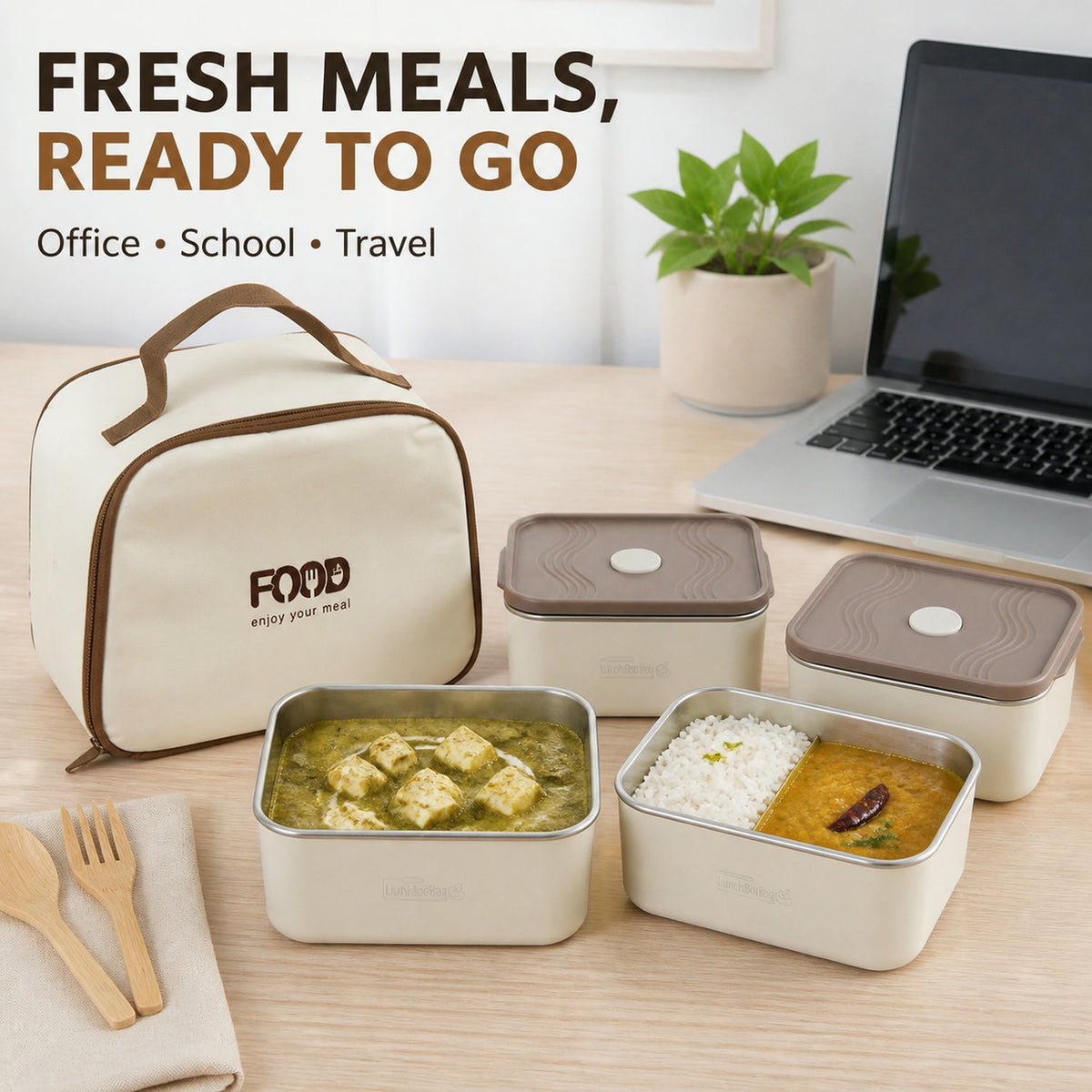 Insulated Tiffin Lunch Box Set – Keeps Food Warm & Cool