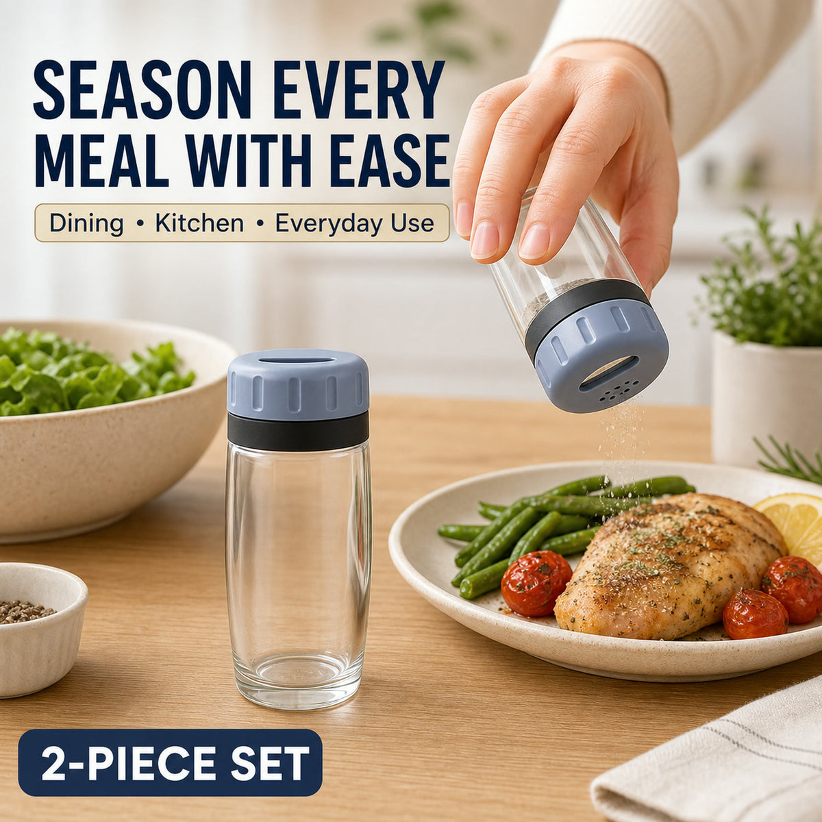 Salt and Pepper Shaker Set – Transparent Acrylic & Durable Design
