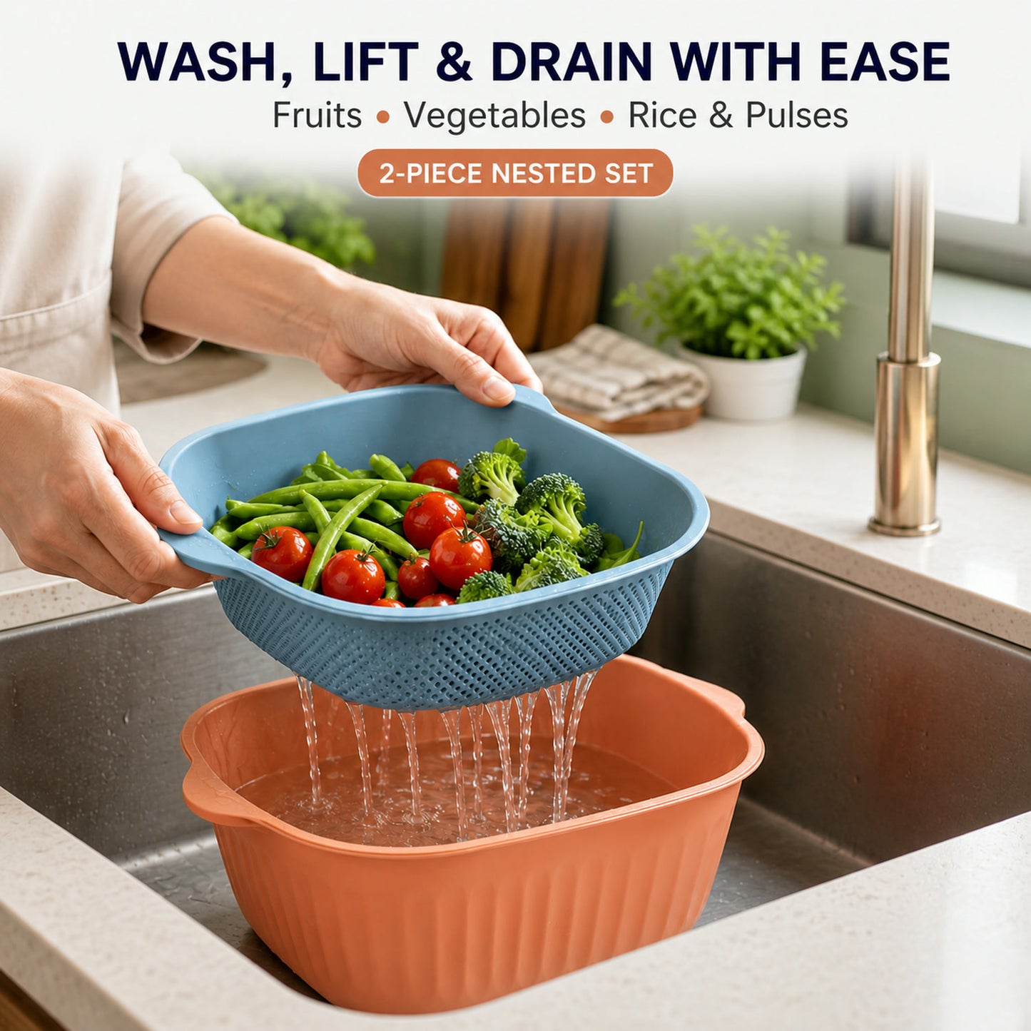 Plastic Washing Bowl – Drainer & Strainer Basket | Vastate
