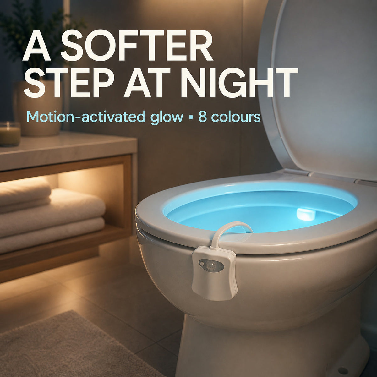 LED Toilet Bowl Light – Motion Sensor, 8 Colours | Indo Glow