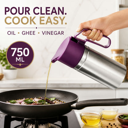 Stainless Steel Oil Pourer – 750ml Anti-Drip Dispenser