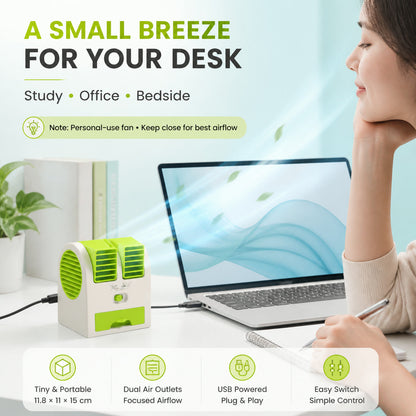 Dual Bladeless Mini Air Conditioner – USB & Fragrance