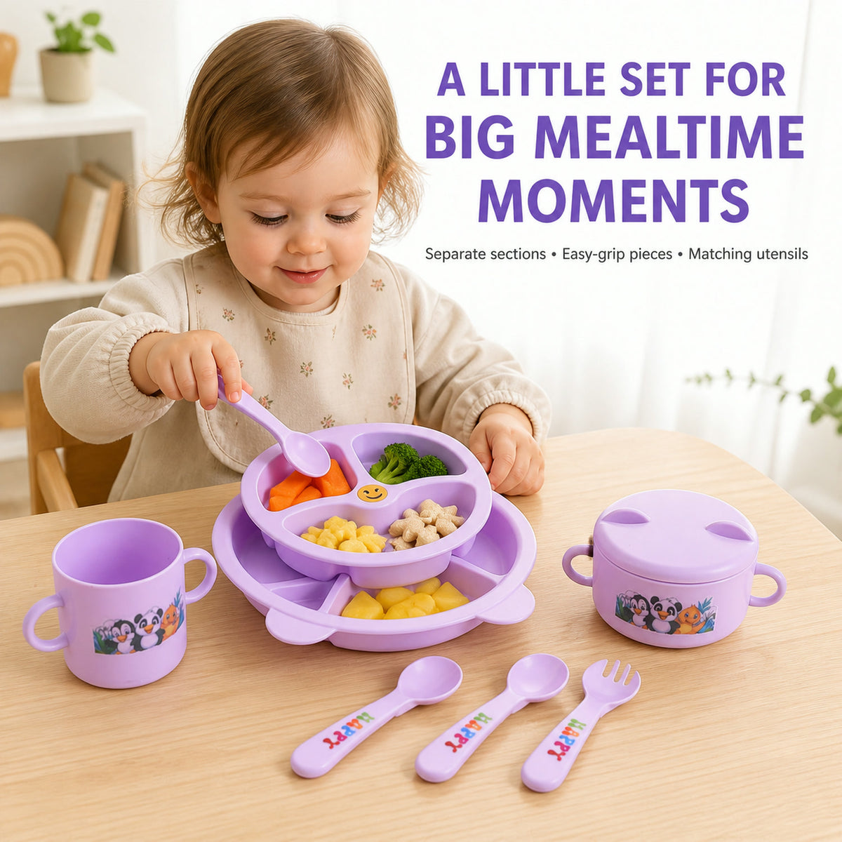 Children’s Tableware Dining Set – Durable Panda Print Meal Kit
