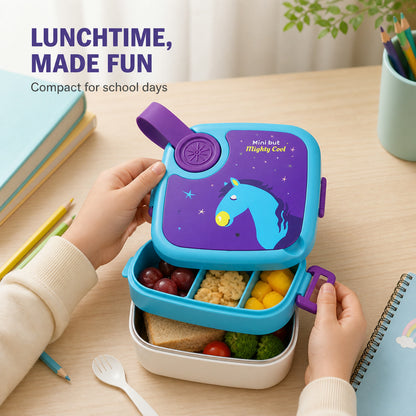 Kids Cartoon Lunch Box – Leak-Resistant Giraffe Print with Stainless Steel Tray
