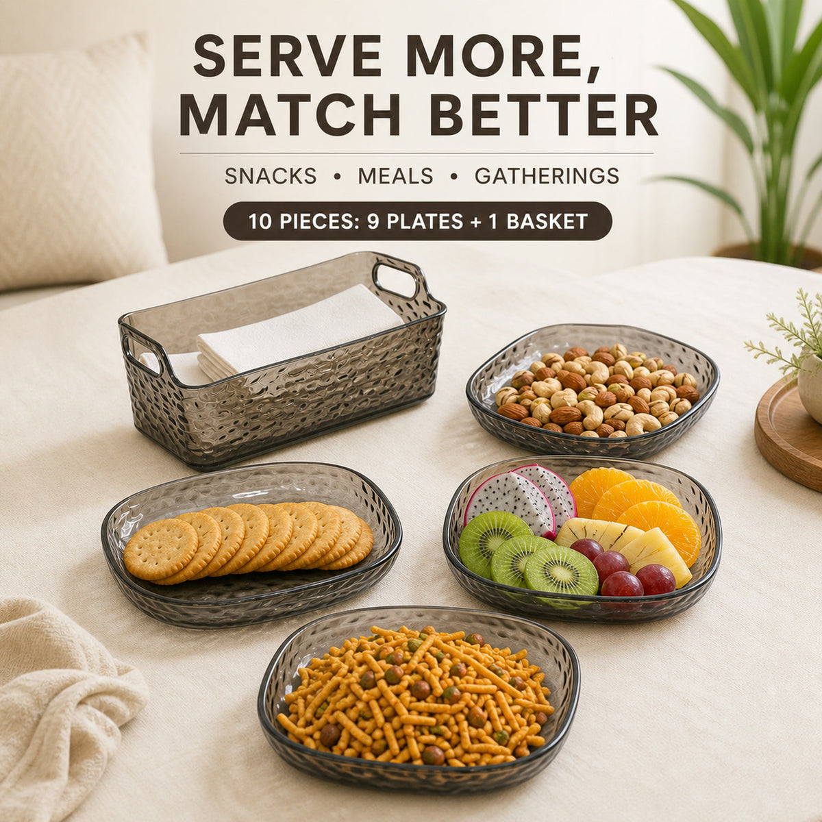 Reusable Plastic Dinner Plates Set – Durable & Lightweight 10-Pc