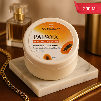 Eyelet Papaya Revitalizing Scrub – Exfoliating Face & Body Scrub for Oil Control, Dead Skin Cell Removal & Polished Skin (200ml)