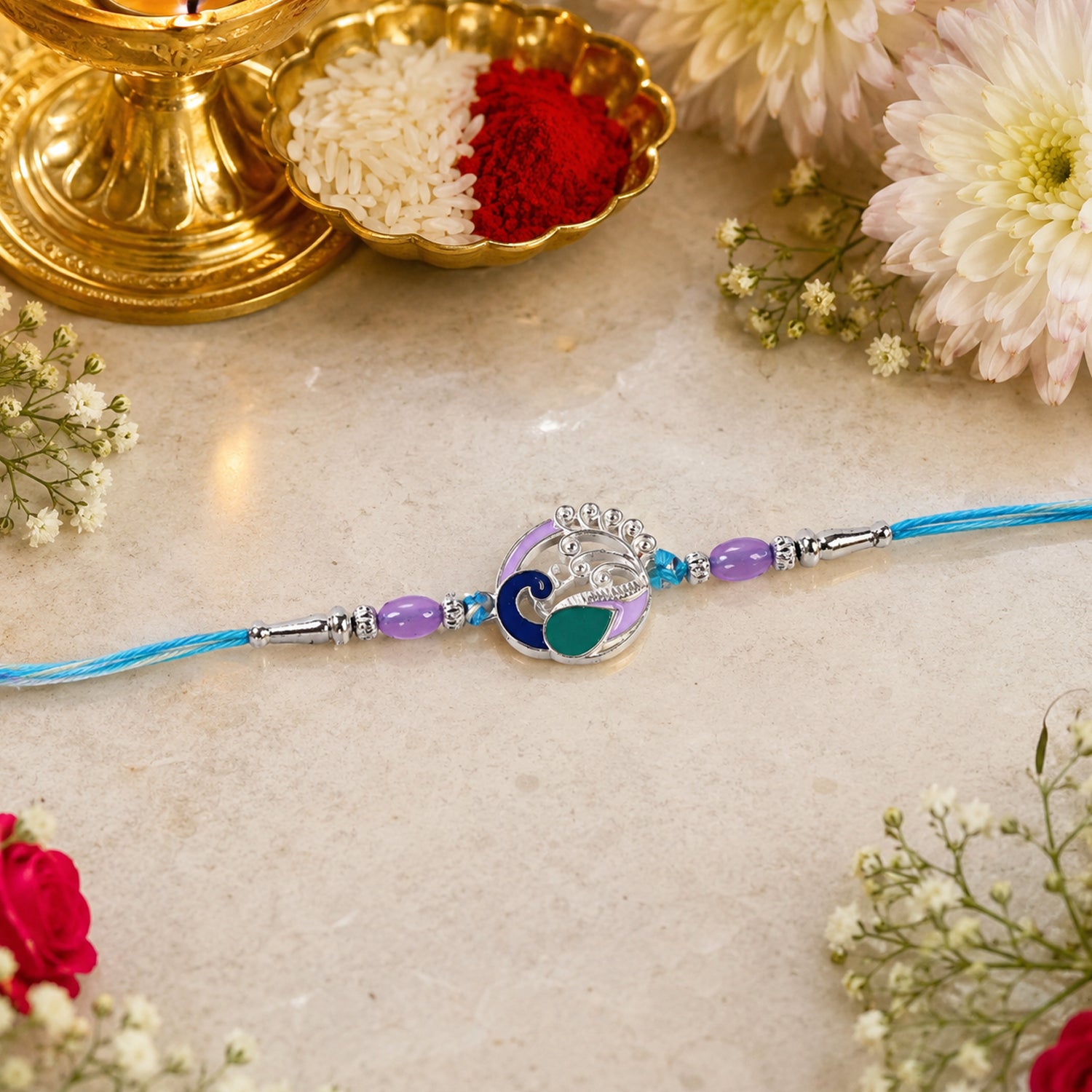 Designer Rakhi displayed on surface