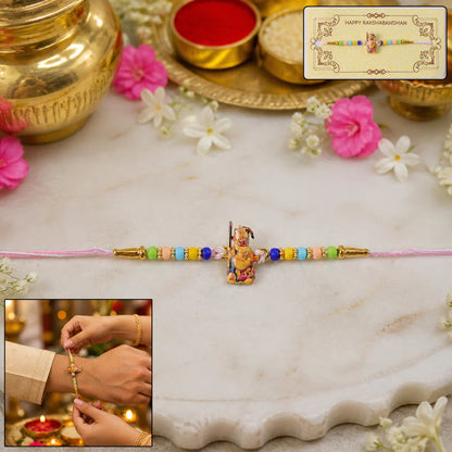 Hanuman Ji Beads Thread Rakhi – Traditional Protector for Brother