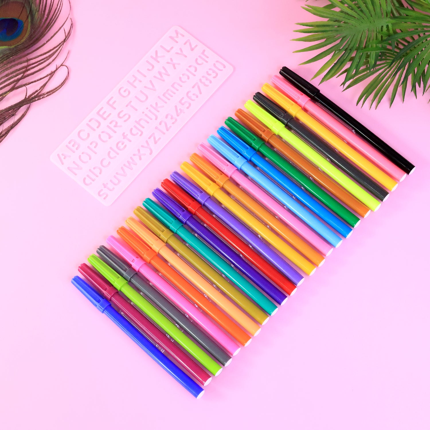 Camel Sketch Pens color with stantil alphabet – 24 Shades