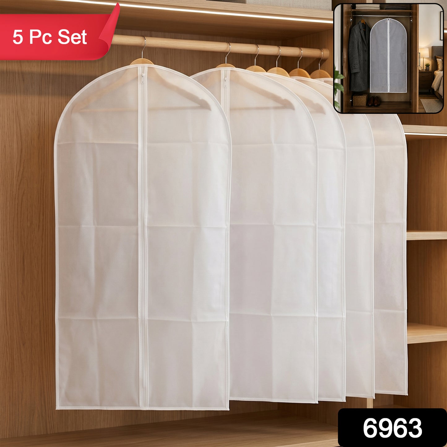 Foldable Non-Woven Suit Cover 5 Pc Set - SKU 6963