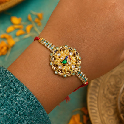 Premium Floral Kundan Rakhi Design for Raksha Bandhan Celebration (10pcs)