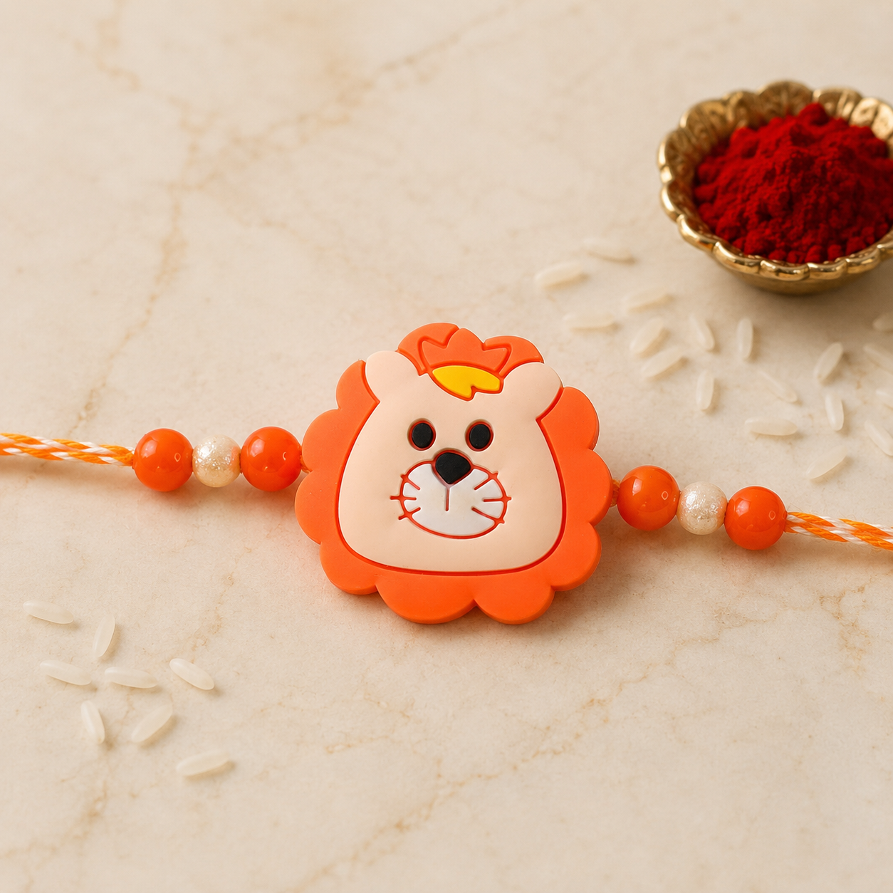 Lion Character Rakhi Beaded Design for Kids Brother (5pcs)