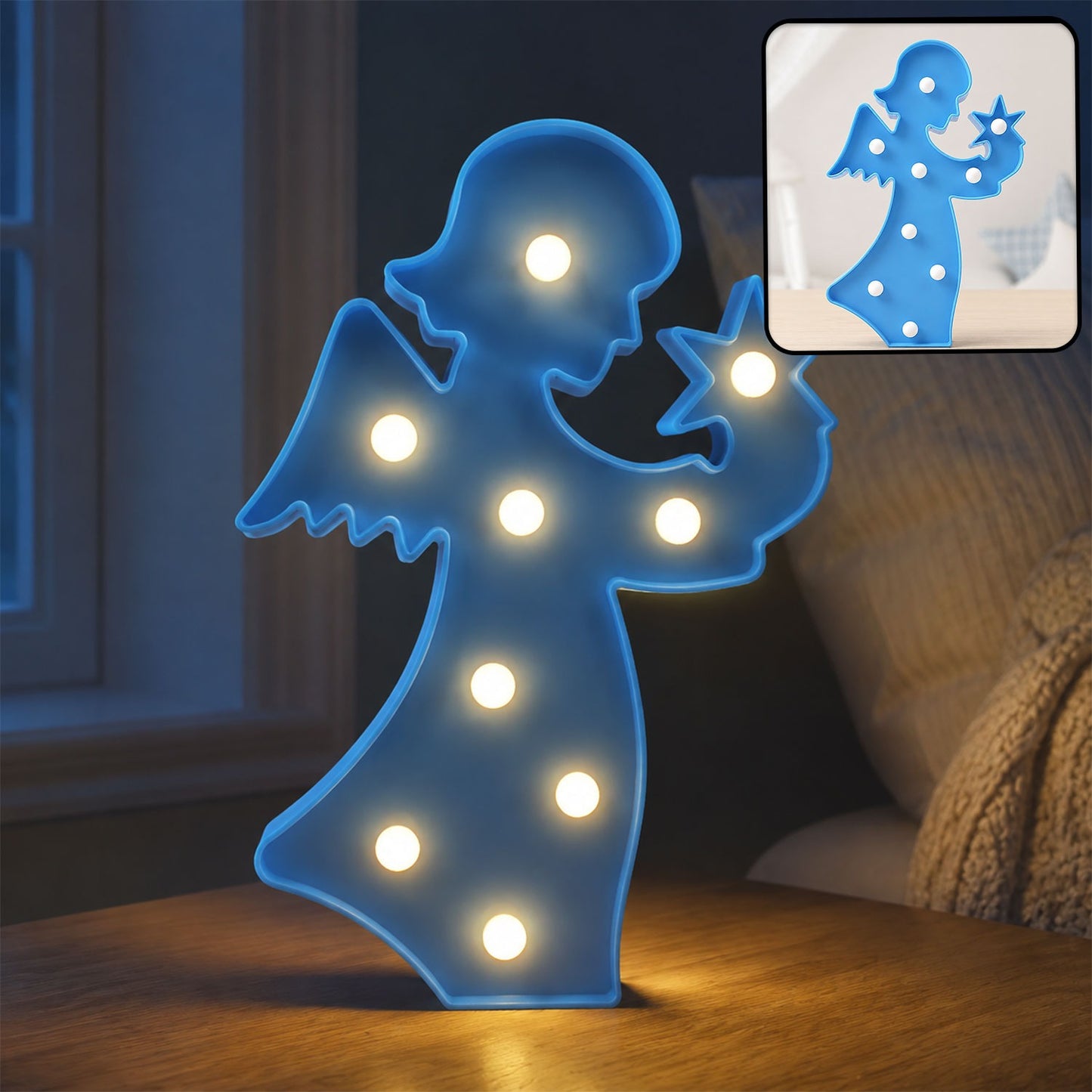LED Angel Night Light – Battery Operated Room Decor | Deskrova