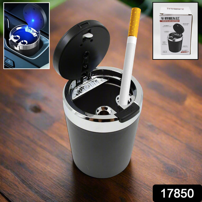 Portable Car Ashtray with Lid and Blue LED Light