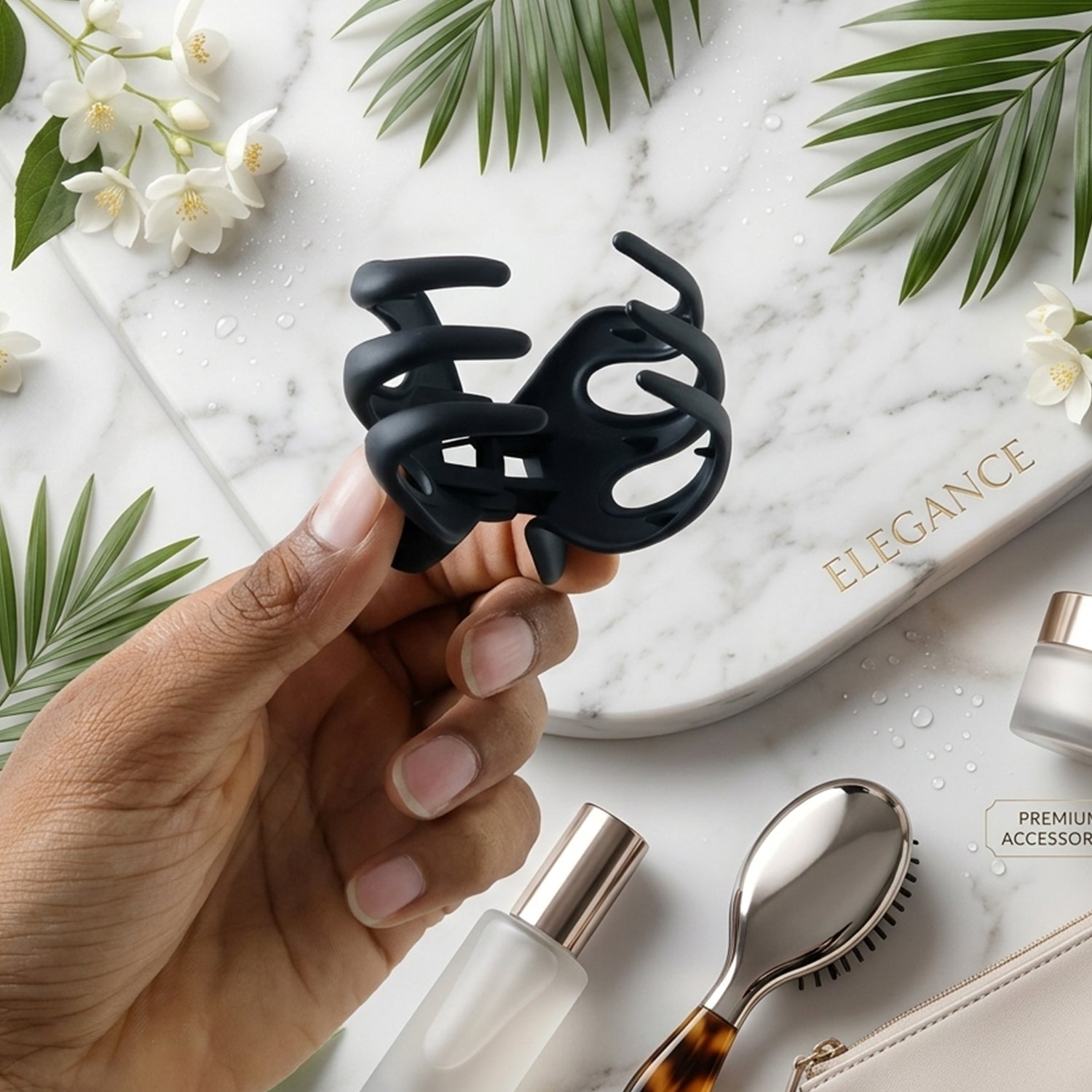 Hair claw clip matte finish detail