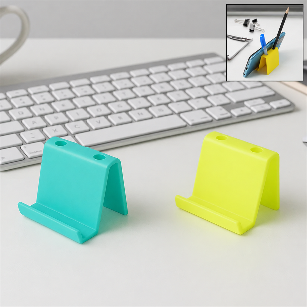 Mobile Phone Stand & Pen Holder – Compact Desk Organizer