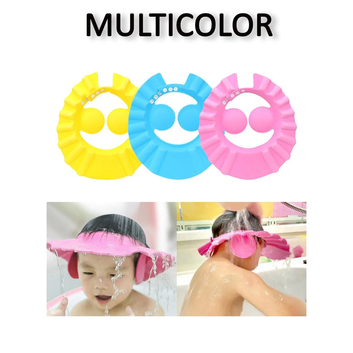 Adjustable Safe Soft Bathing Baby Shower Hair Wash Cap for Children, Baby Bath Cap Shower Protection for Eyes and Ear,