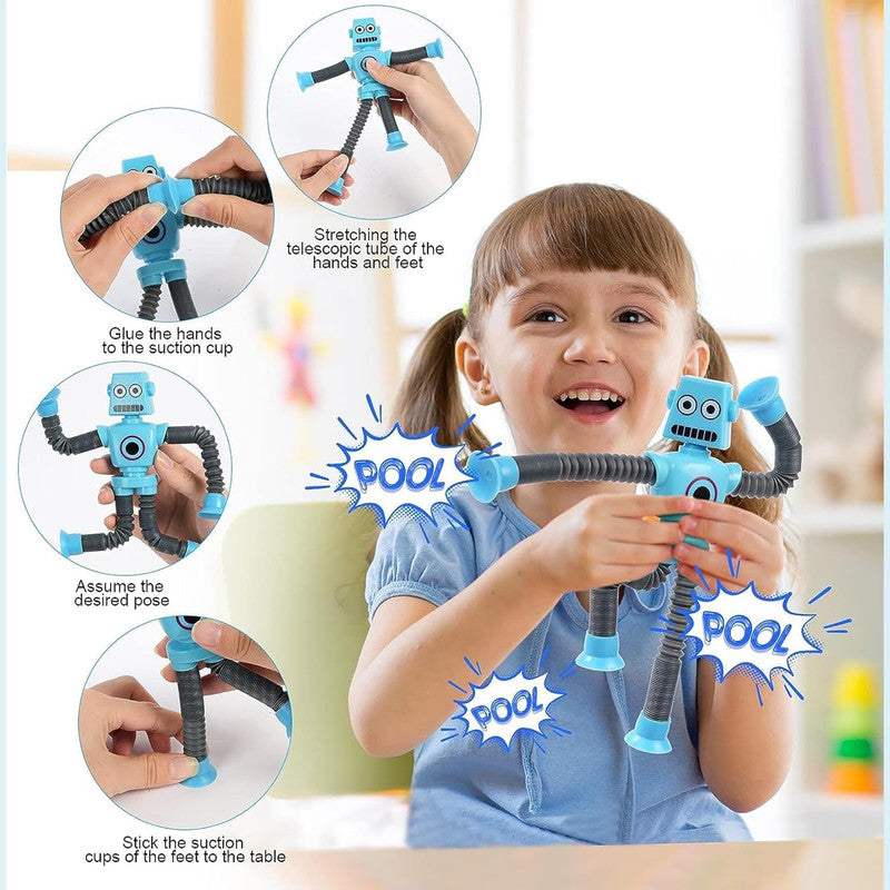 Flexible Pop Tube Robot Toy for Kids – Bendable Stretch Robot Action Figure with Movable Arms and Legs