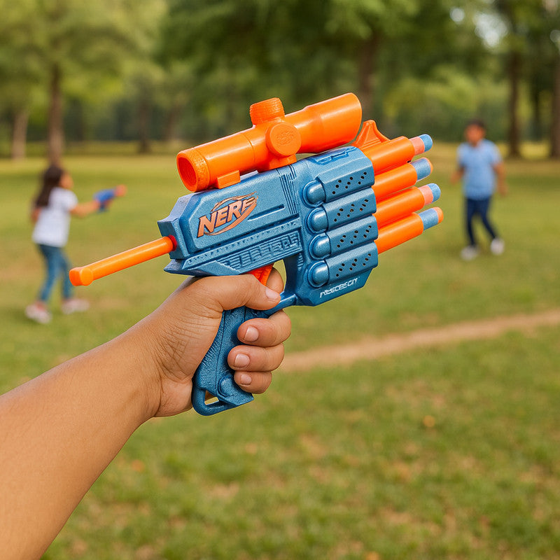 Nerf Elite 2.0 Prospect compact blaster aimed with scope attached