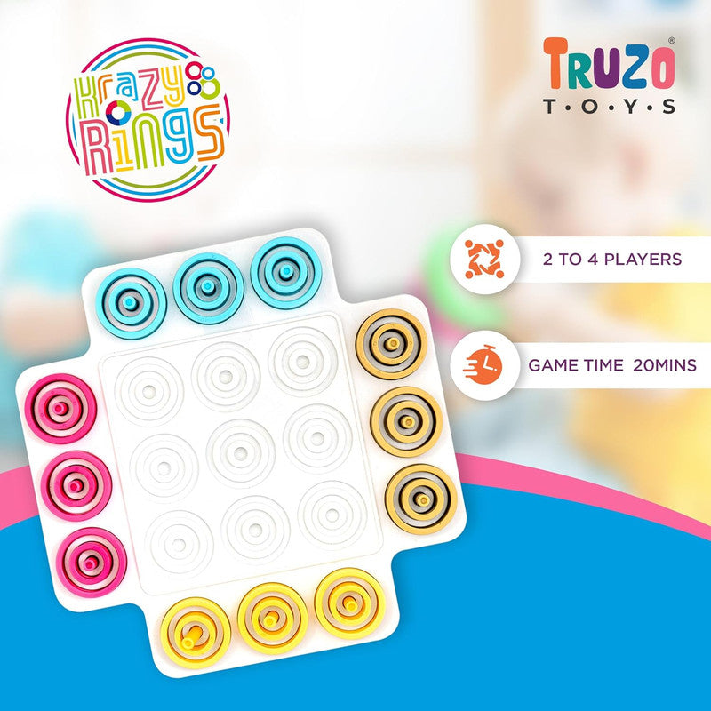 Truzo Toys Krazy Rings – Colorful Stacking & Strategy Board Game for Kids and Families