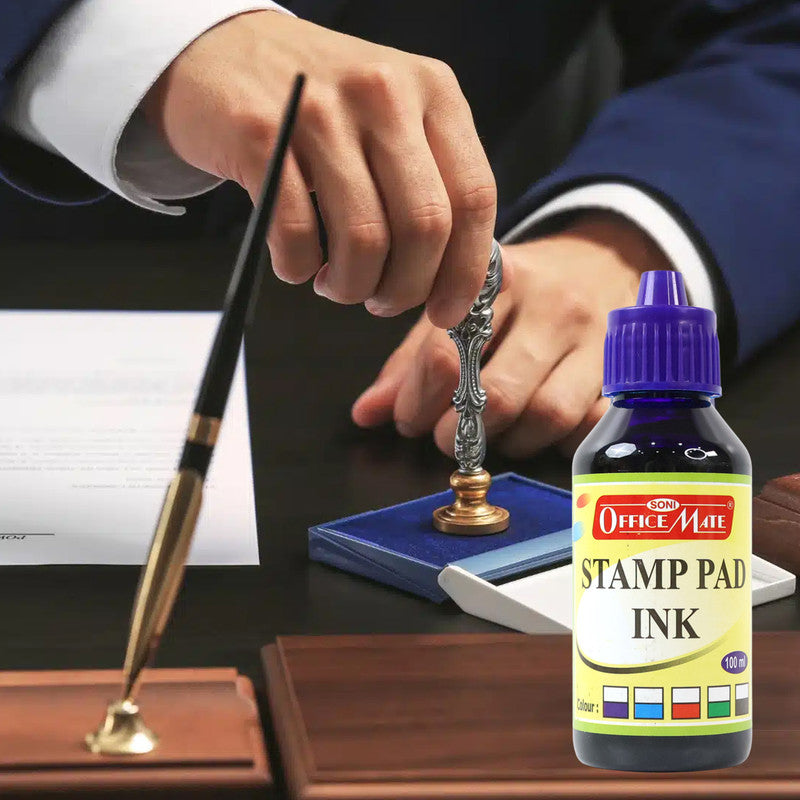 OfficeMate Stamp Pad Ink Blue – 15 ml Bottle | Fade-Resistant, Quick-Drying Refill Ink