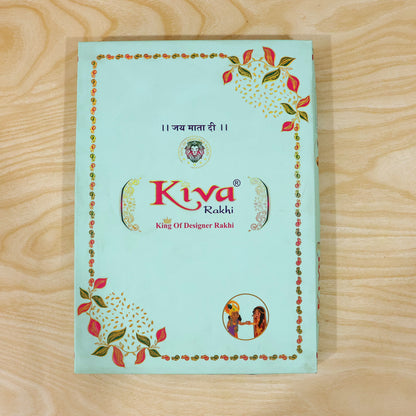 Silver Butterfly Leaf Rakhi with Pastel Stones, Roli Chawal Coin and Card Packing