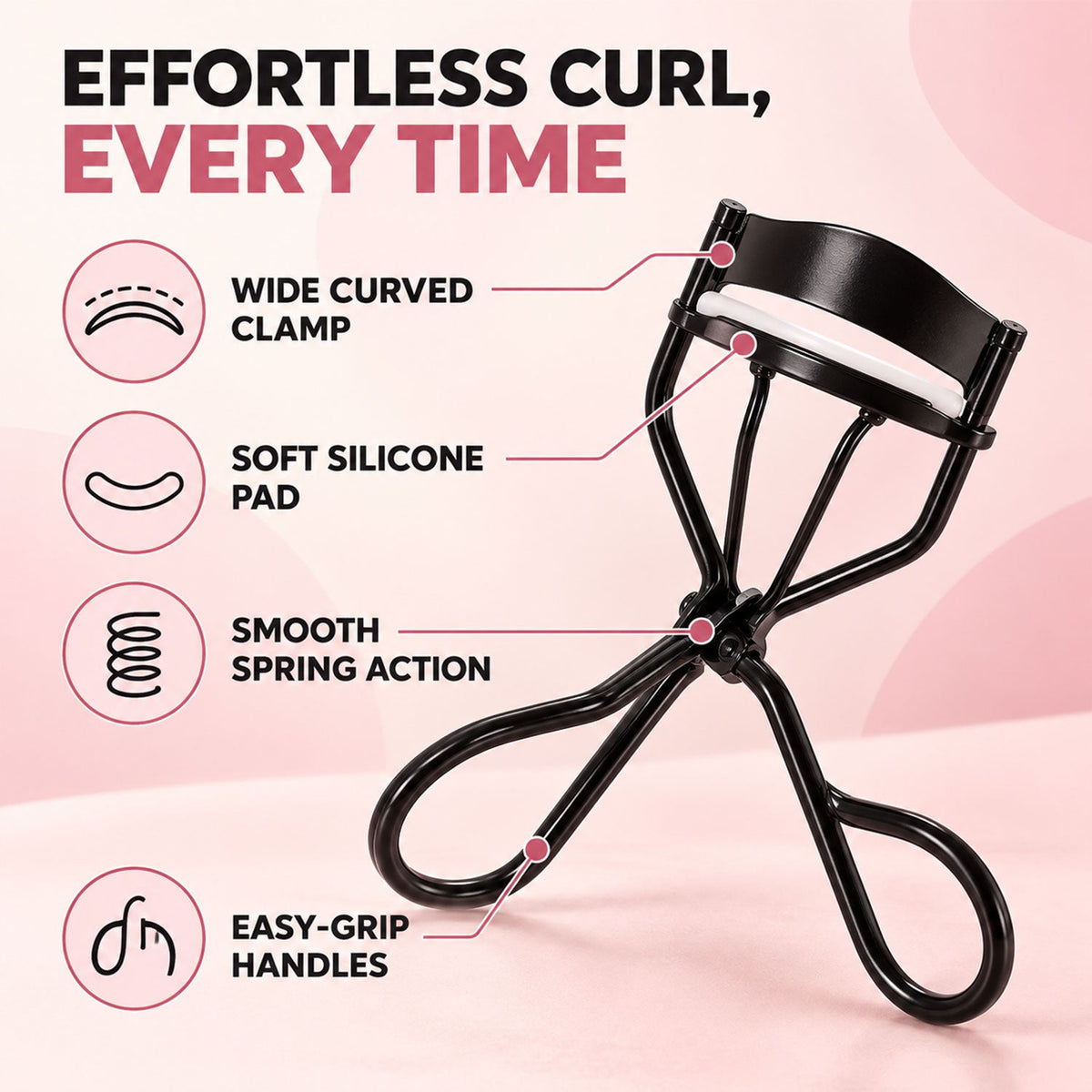 Eyelash Curler with Silicone Pad and Spray Bottle for Makeup Care (1 Set)
