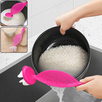 Plastic Kitchen Strainer Spoon with Long Handle for Washing Rice (1 Pc)