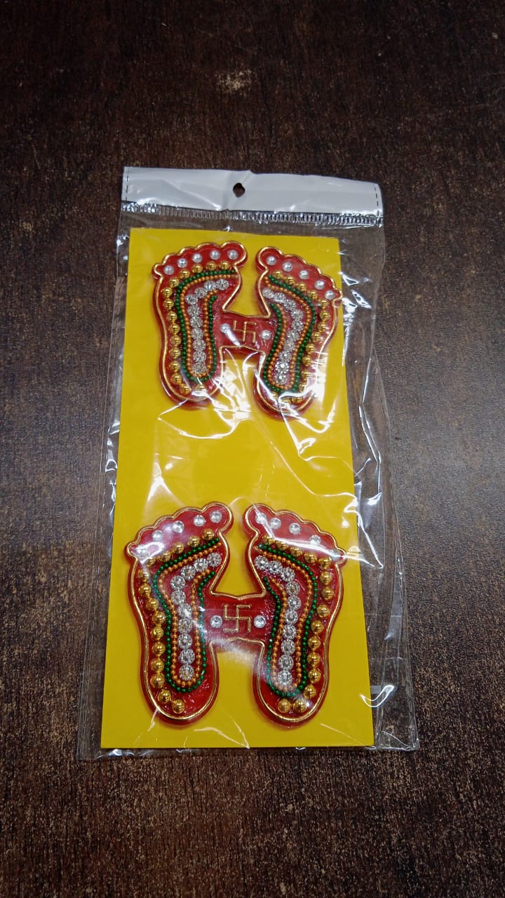 Laxmi Charan Paduka Stickers – Festive Spiritual Home Décor (Pack of 2)