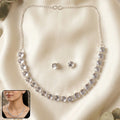 Elegant Silver-Plated Necklace Set with Clear Gemstones – Timeless Design for Special Occasions
