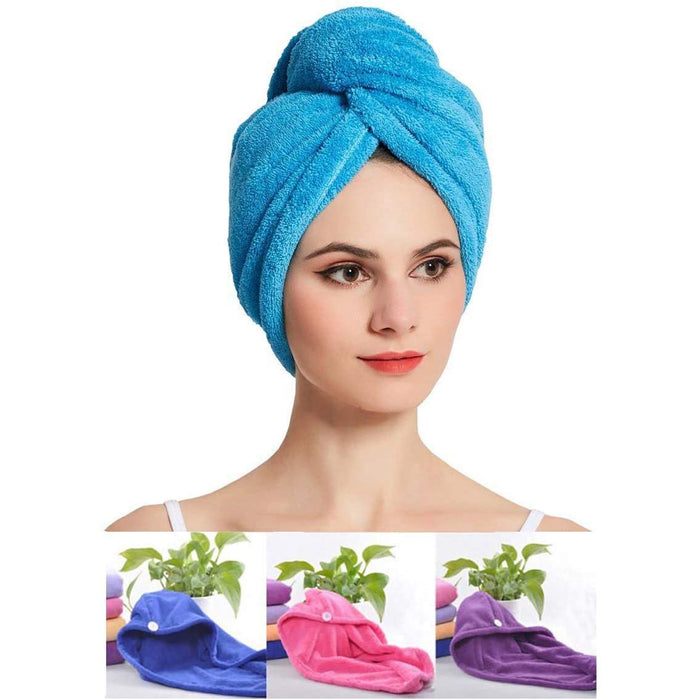 Microfiber Hair Wrap Towel Cap, Quick Turban Hair-Drying Absorbent Microfiber Towel / Dry Shower Caps (1 Pc)
