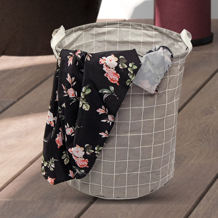Folding Laundry Basket Round Storage Bag (1 Pc / 40 × 30 Cm)