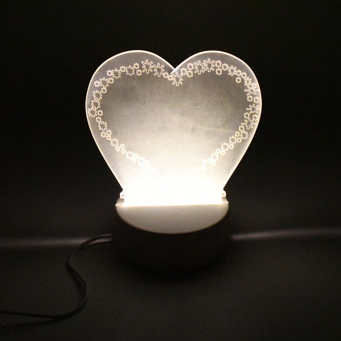 Creative Visualization Lamp 3 D Acrylic Decorative Lamp for Creative Keeps Notes Drawing Table Lamp for Home Decor / Bedroom / Gift / Office Decoration / Erasable Board (Heart-Shape / 1 pc)