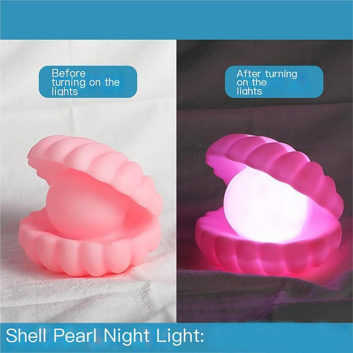 Pearl Shell Night Lamp Decorate Desk Lights Nursery Toy Lamp Led Pearl Shell Night Lights for Bedroom & Home (Small Battery Operated)