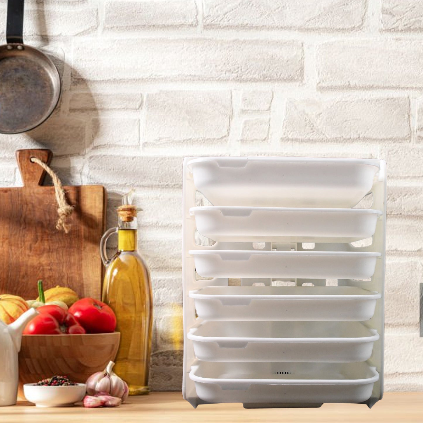 Plastic 6 Layer Wall-Mounted Food Organizer Rack (1 Set)