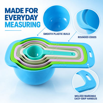 Plastic measuring spoons for kitchen.