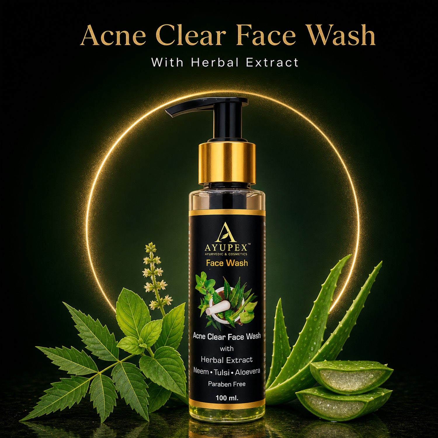 Acne Clear Face Wash – Natural Neem, Tulsi & Aloe Vera Formula