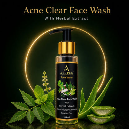 Acne Clear Face Wash – Natural Neem, Tulsi & Aloe Vera Formula