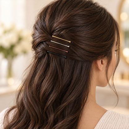 Metal Bobby Hair Pins with Rounded Tips for Buns and Daily Hairdos (32 Pc Set)